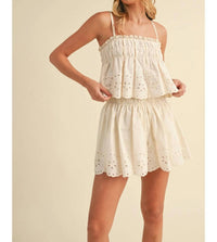 Klesis - Embroidered Cami and Shorts Set with Lace Trim