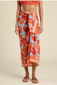 TROVATA Playa Sarong in shoreline poppy - women's swimwear