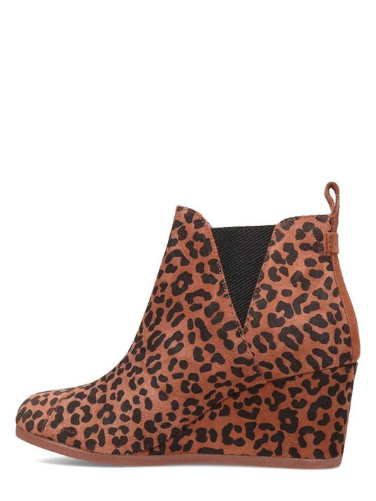 Toms - Kelsey Animal Print Suede Wedge Boot