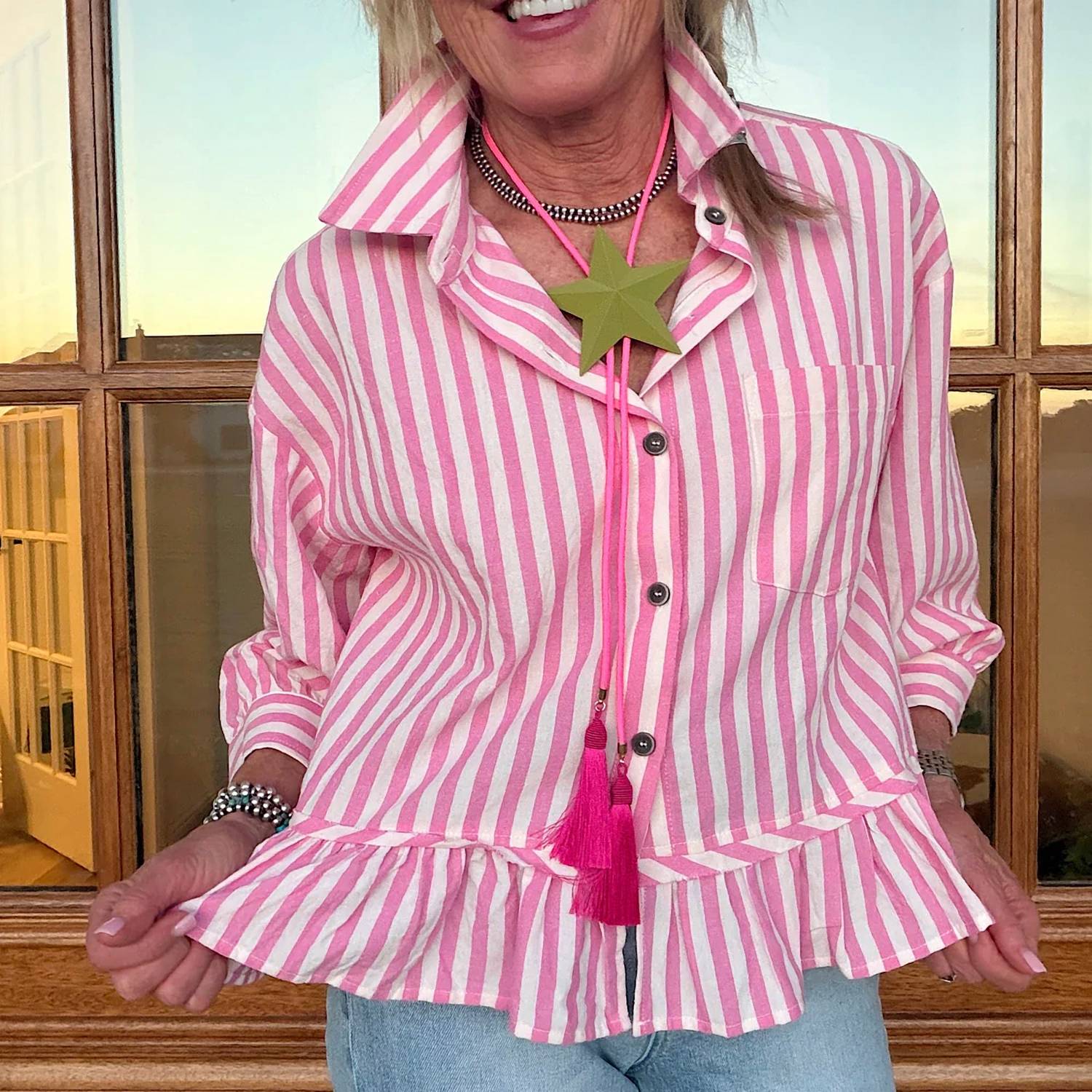 Jodifl - Striped Ruffle Top