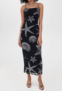Never Fully Dressed - Seashell Mesh Cami Midi Dress