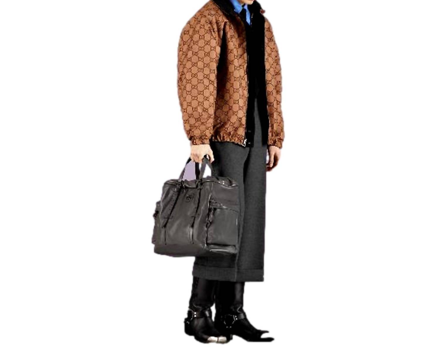 Gucci - Women's Leather Drawstring Tote Bag With Tonal Double G Logo