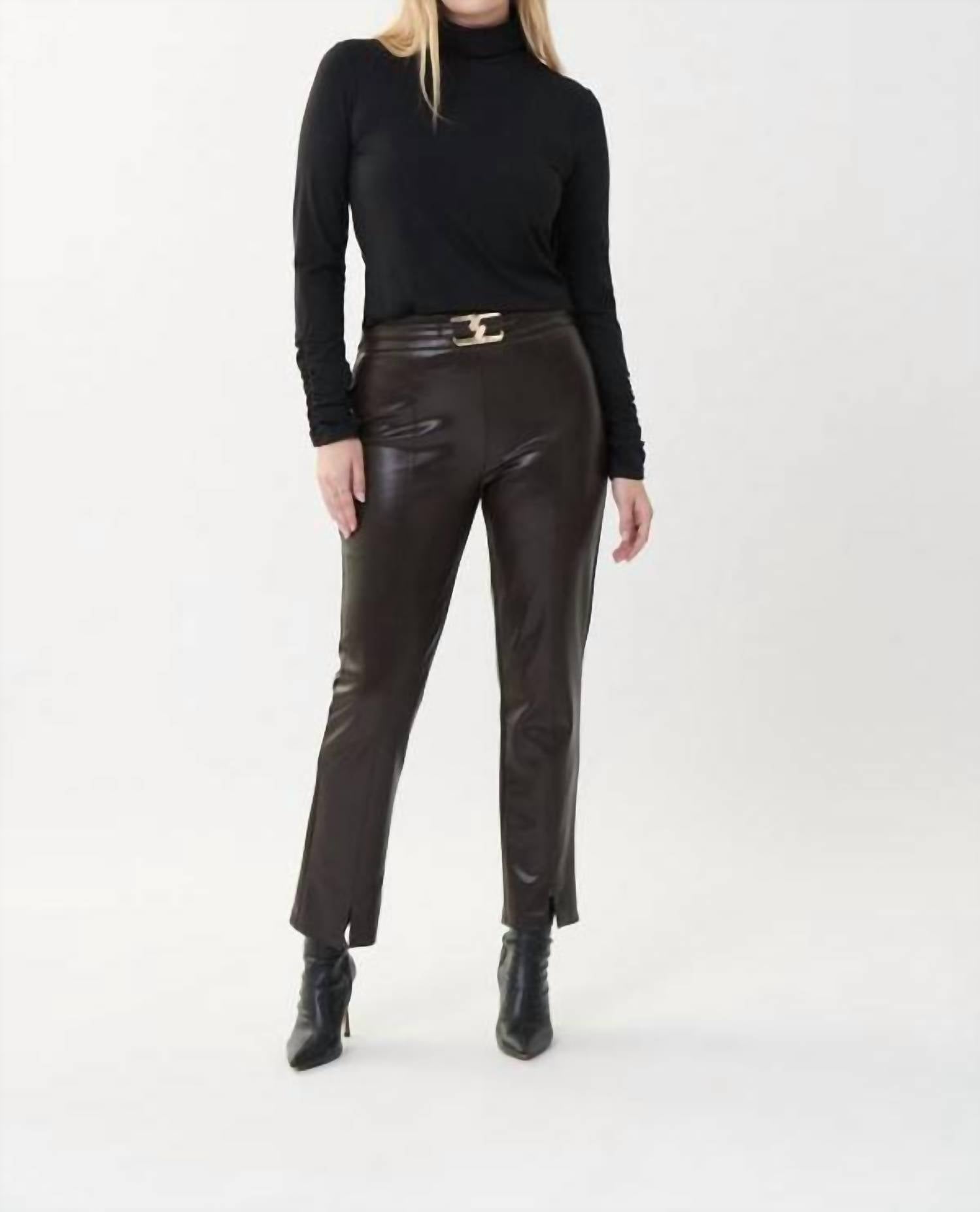 Joseph Ribkoff - BELTED LEATHERETTE PANT
