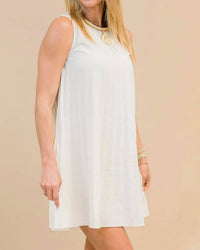 ABLE Pleated Mini Linen Dress in natural - women's dress