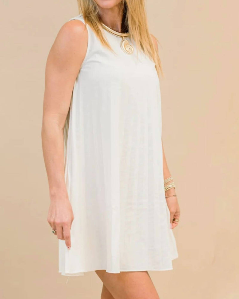 ABLE Pleated Mini Linen Dress in natural - women's dress