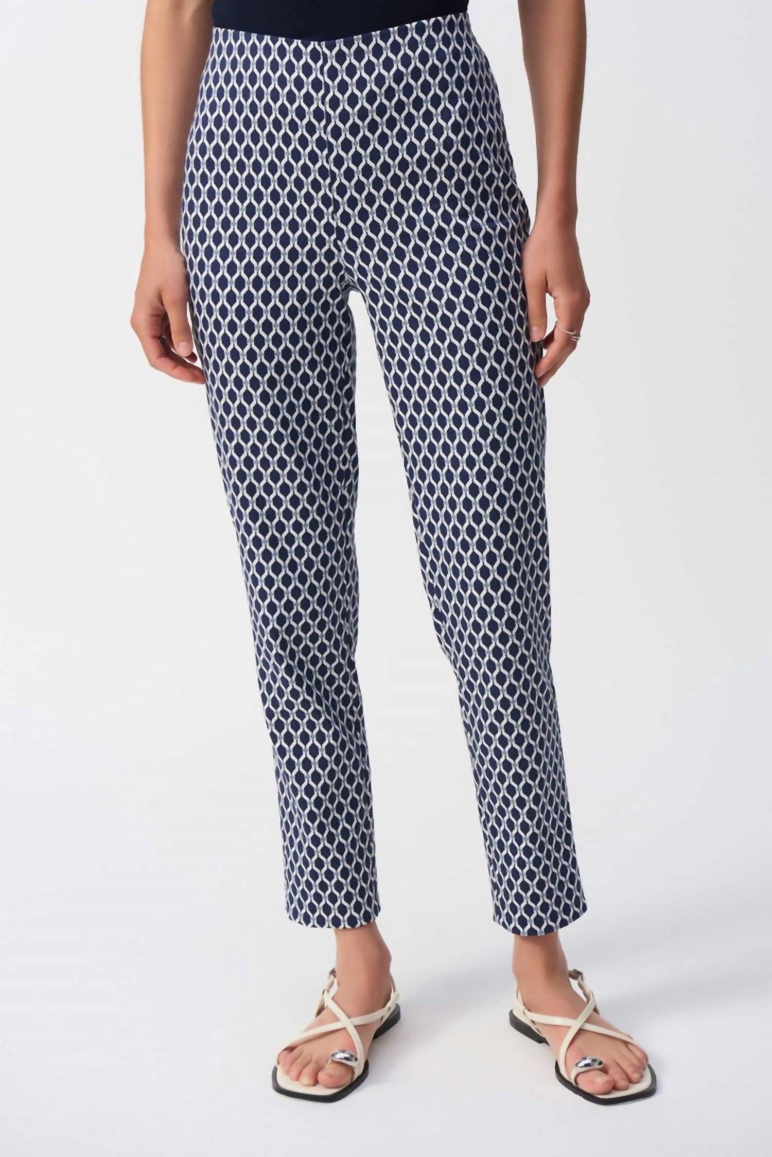 Joseph Ribkoff - Jacquard Geometric Print Slim Fit Pants