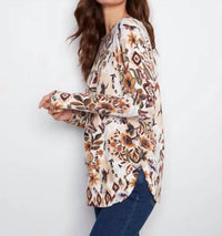 Charlie B - Printed Rounded Hem Sweater