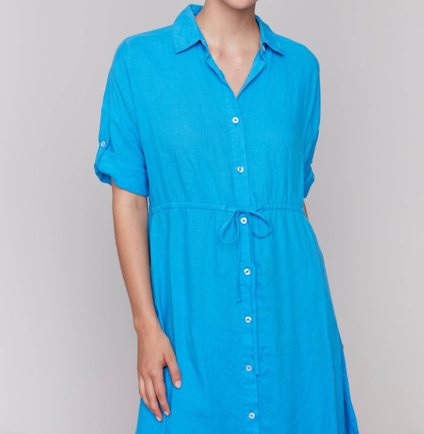 Charlie B - Short Sleeves Long Dress