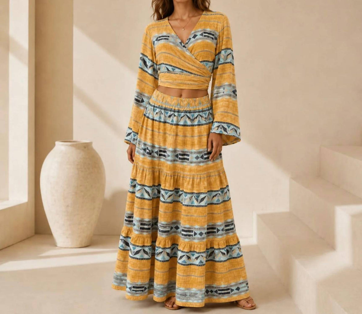 Mystery Resort - Mirena Top And Maxi Skirt Set