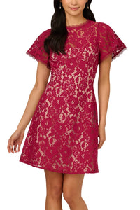 Adrianna Papell - Illusion Neckline Mini Dress