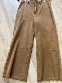 Vanilla Monkey - Acid Washed High Waist Frayed Hem Straight Pants