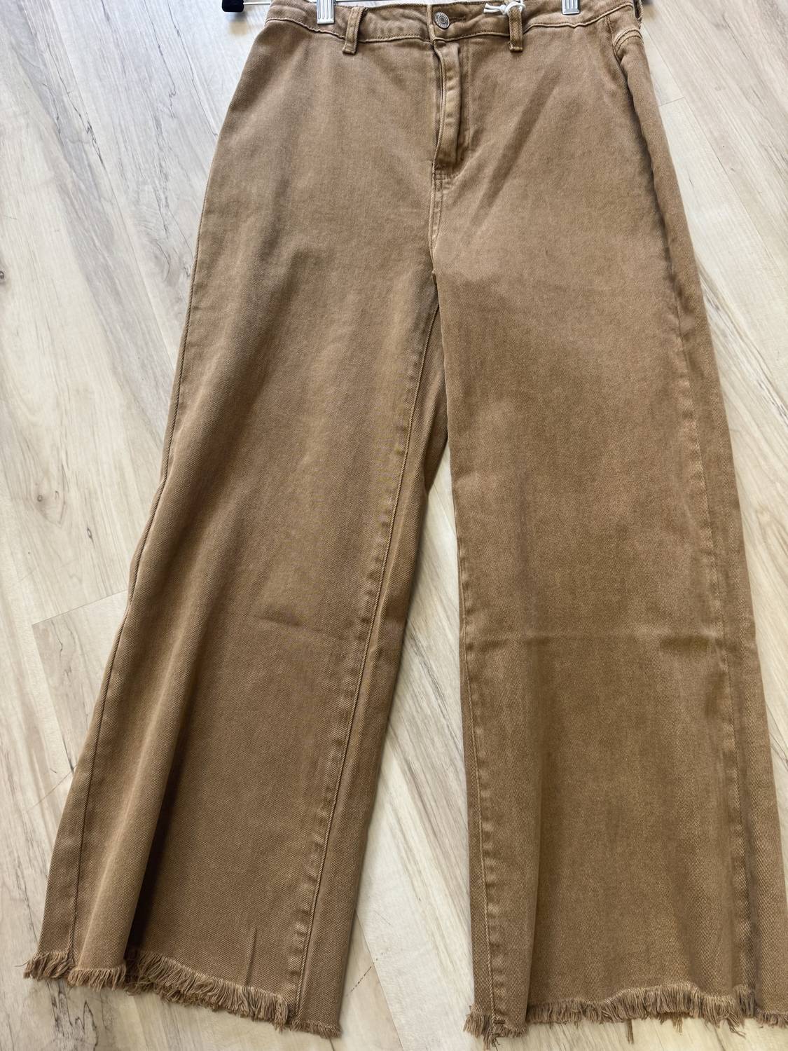 Vanilla Monkey - Acid Washed High Waist Frayed Hem Straight Pants