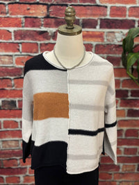 Olivia By Habitat - Women's Modern Luxe Silk Blend Colorblock Knit Top