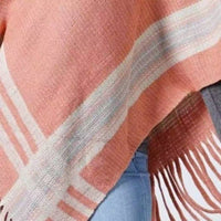 Judson & Co. - Knit Poncho With Contrast Detail And Tassel Fringe