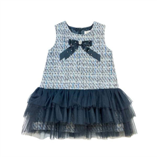 Doe A Dear - Girls Bow Brooch Tweed Dress