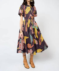 Ivy Jane Cinched Waist Shirt Dress in berry - women's dress - alternate view