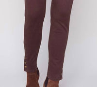 CHARLIE B 3-side Snap Twill Pant in chocolate - women's pants - detail view