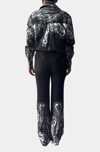 HEMANT & NANDITA Viri Fitted And Flared Pants in black white - women's pants - alternate view