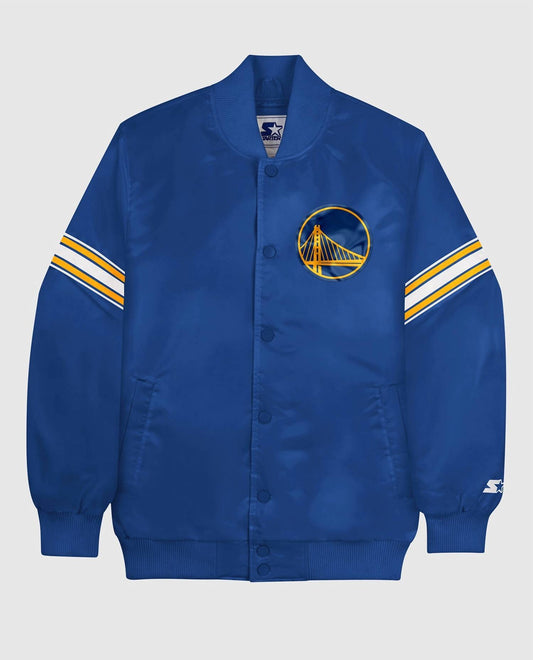Starter - Men's Golden State Warriors Satin Full Snap Jacket