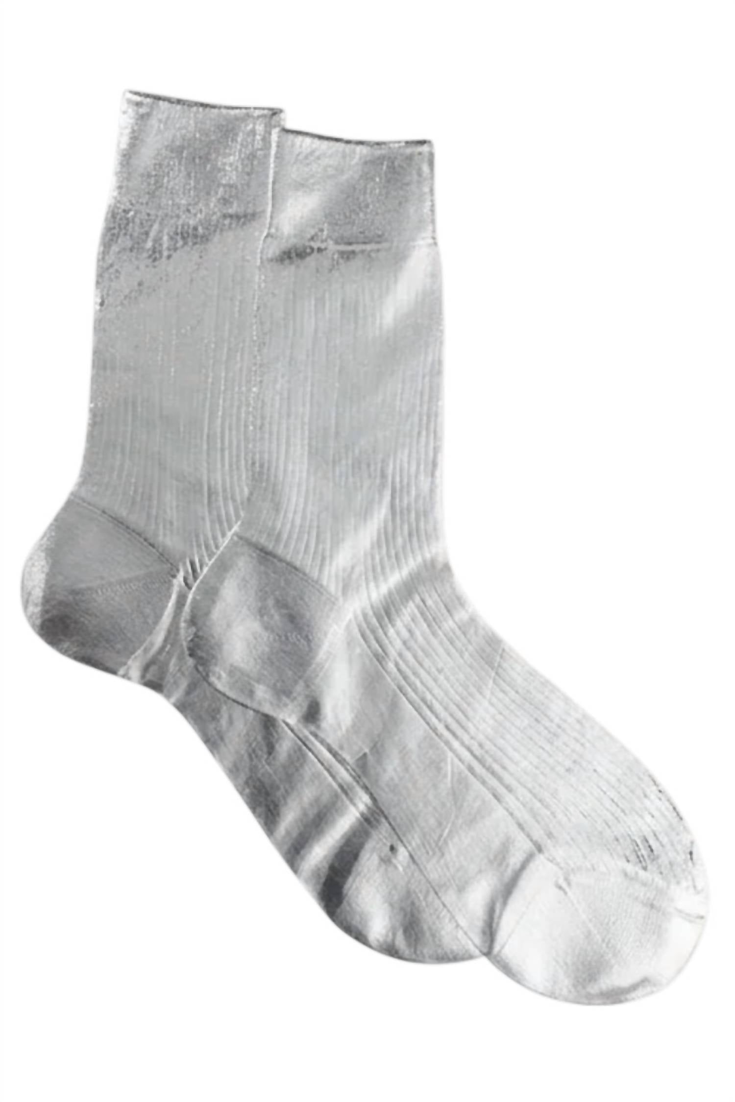 Maria La Rosa Women's Laminated One Socks in silver - women's accessory