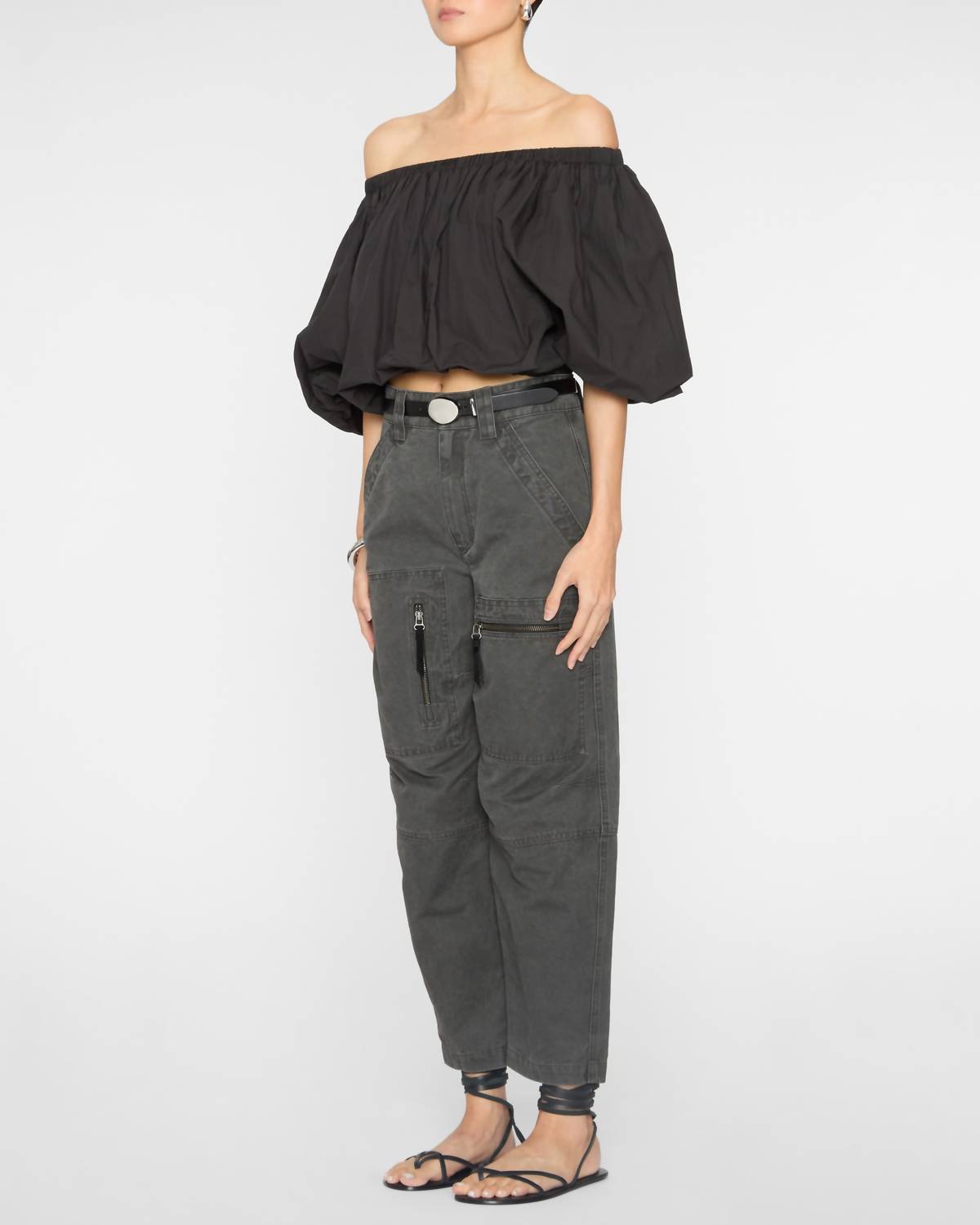 ISABEL MARANT Bertille Off-shoulder Top in black - women's shirt - alternate view