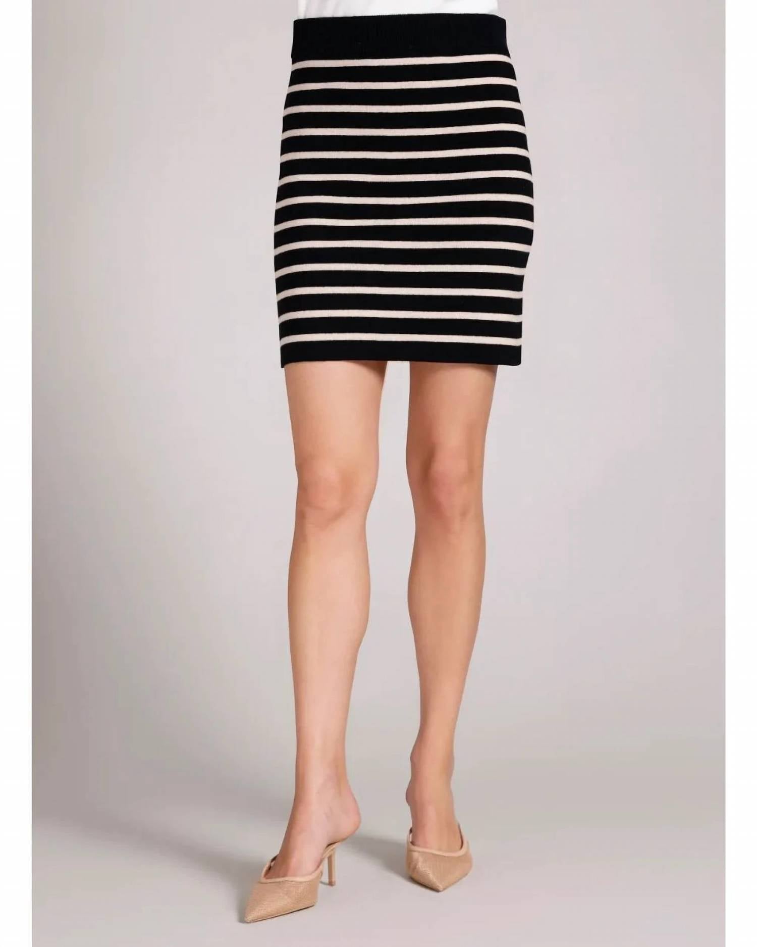 Minnie Rose - Cotton Cashmere Striped Mini Skirt