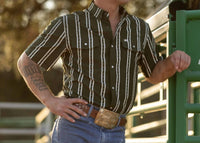 Ferrell Tucker Short Sleeve Snap Top in green - men's t-shirt - alternate view