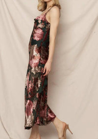 En Creme - Cowl Neck Floral Print Midi Dress