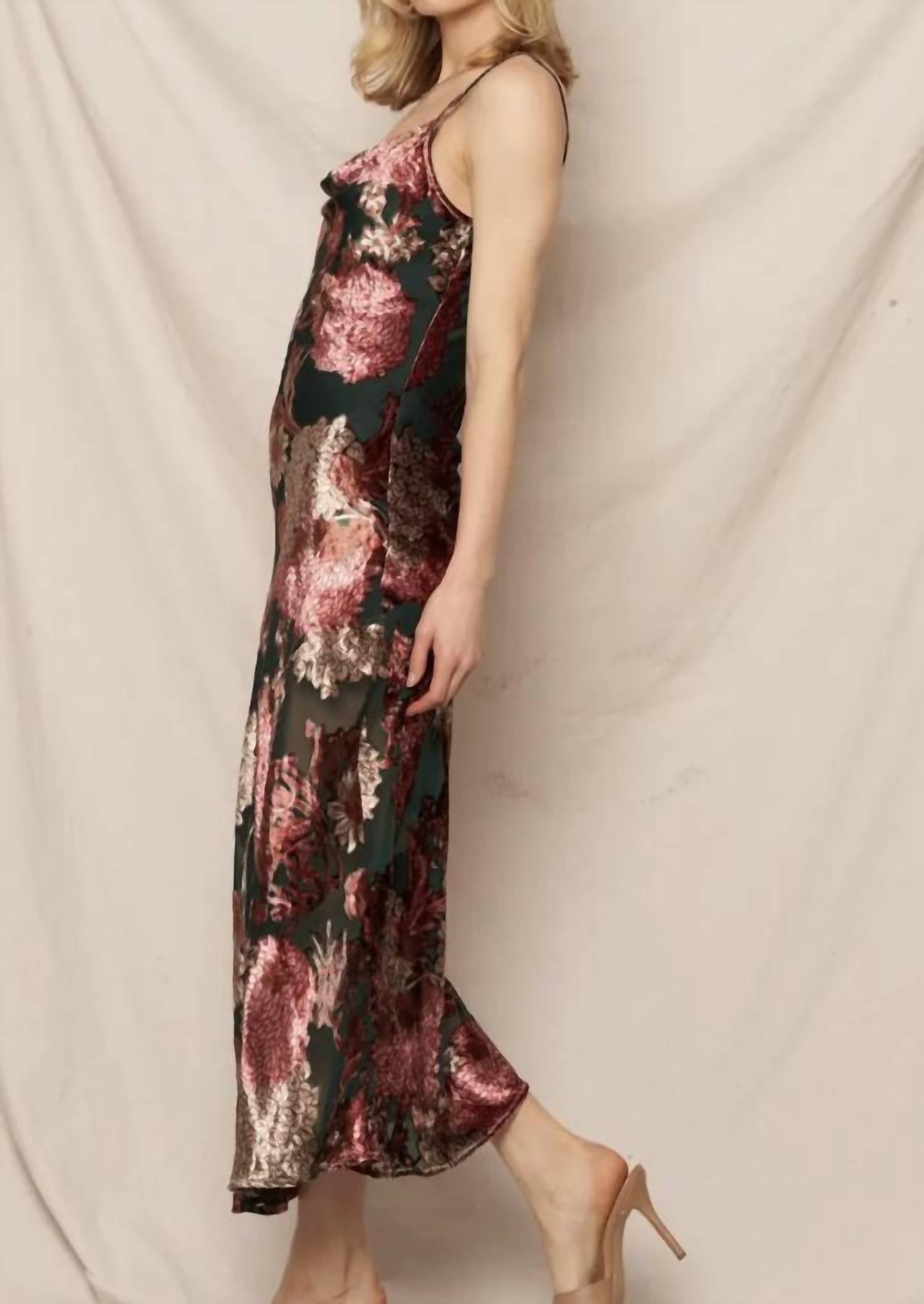 En Creme - Cowl Neck Floral Print Midi Dress