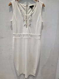 Sheri Bodell Women's Midi Tank Grommet And Toggle Dress in white - women's dress