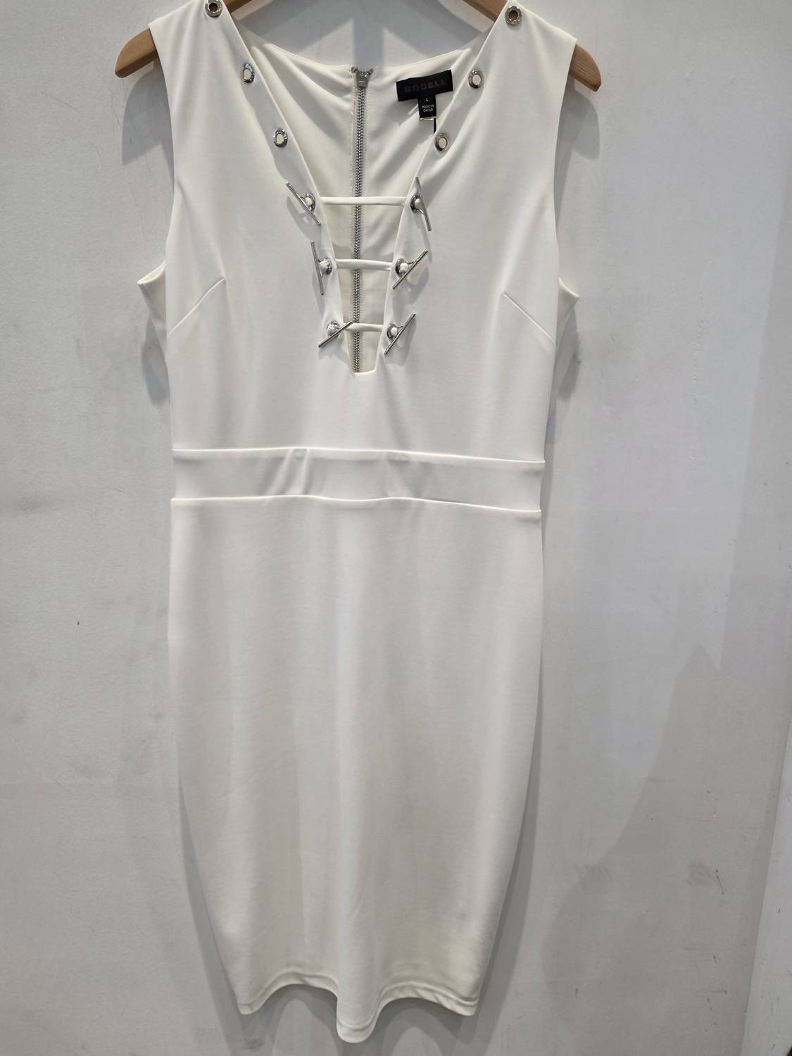 Sheri Bodell Women's Midi Tank Grommet And Toggle Dress in white - women's dress