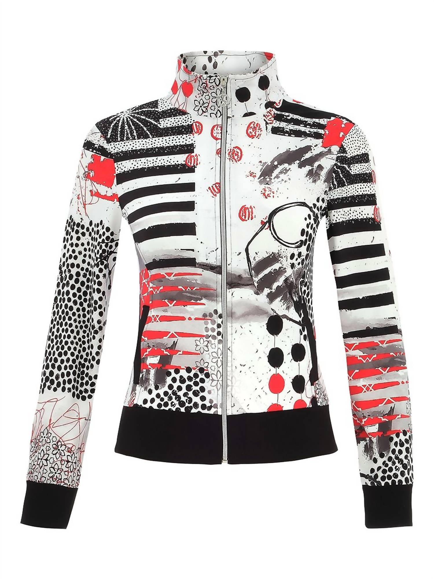 DOLCEZZA Knit Jacket in red black white - women's jacket - detail view