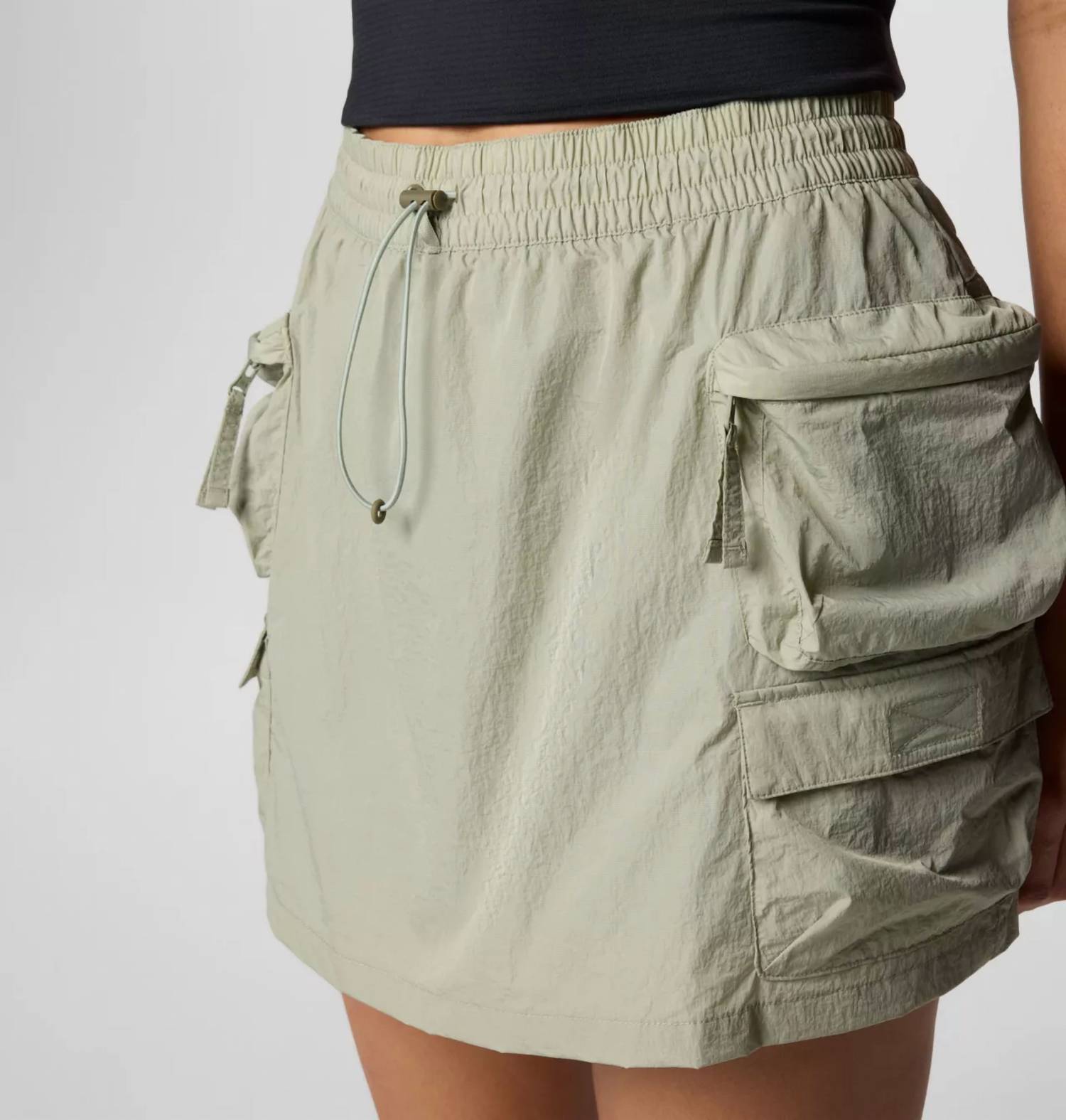 Columbia elevated view cargo skort in green - women's shorts - detail view
