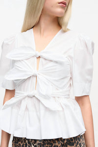 Ganni - Cotton Tie Strap Blouse