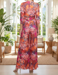 JULIAN CHANG Amber Signature Wide Leg Jumpsuit in wild - women's pants - detail view