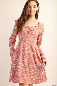 Kori - Sweetest Back Smocked Long Sleeves Back Tied Dress