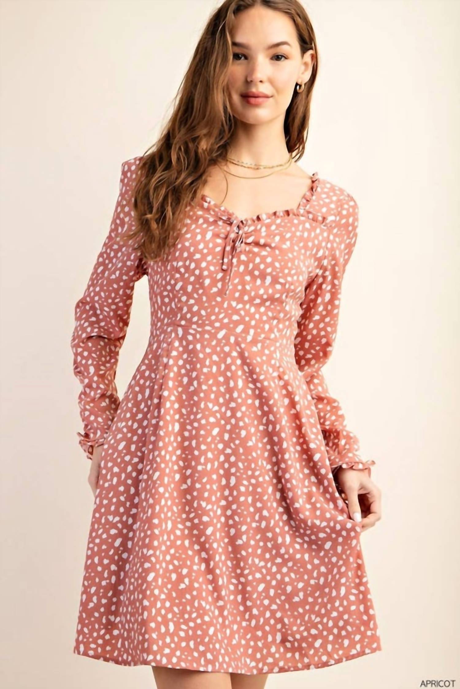Kori - Sweetest Back Smocked Long Sleeves Back Tied Dress