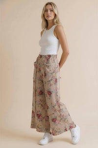 Haptics - Elastic Waist Wide Leg Vintage Floral Pant