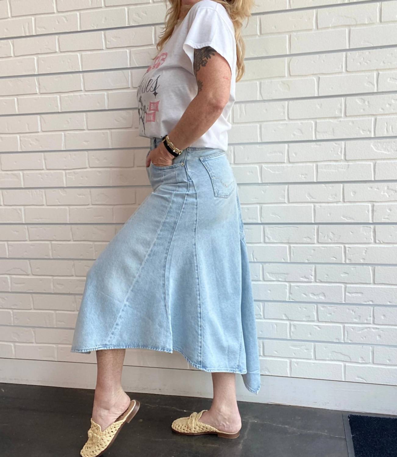 Free People - Aquarius Denim Maxi Skirt