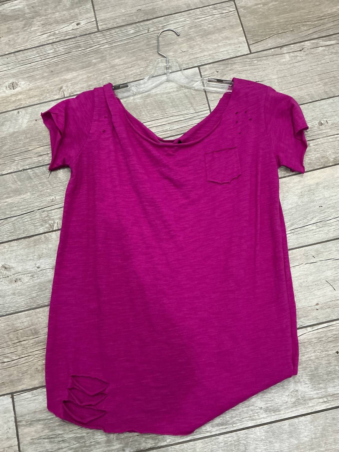 A Rare Bird Women's Short-Sleeve Scoopneck Top in pink - women's t-shirt - detail view