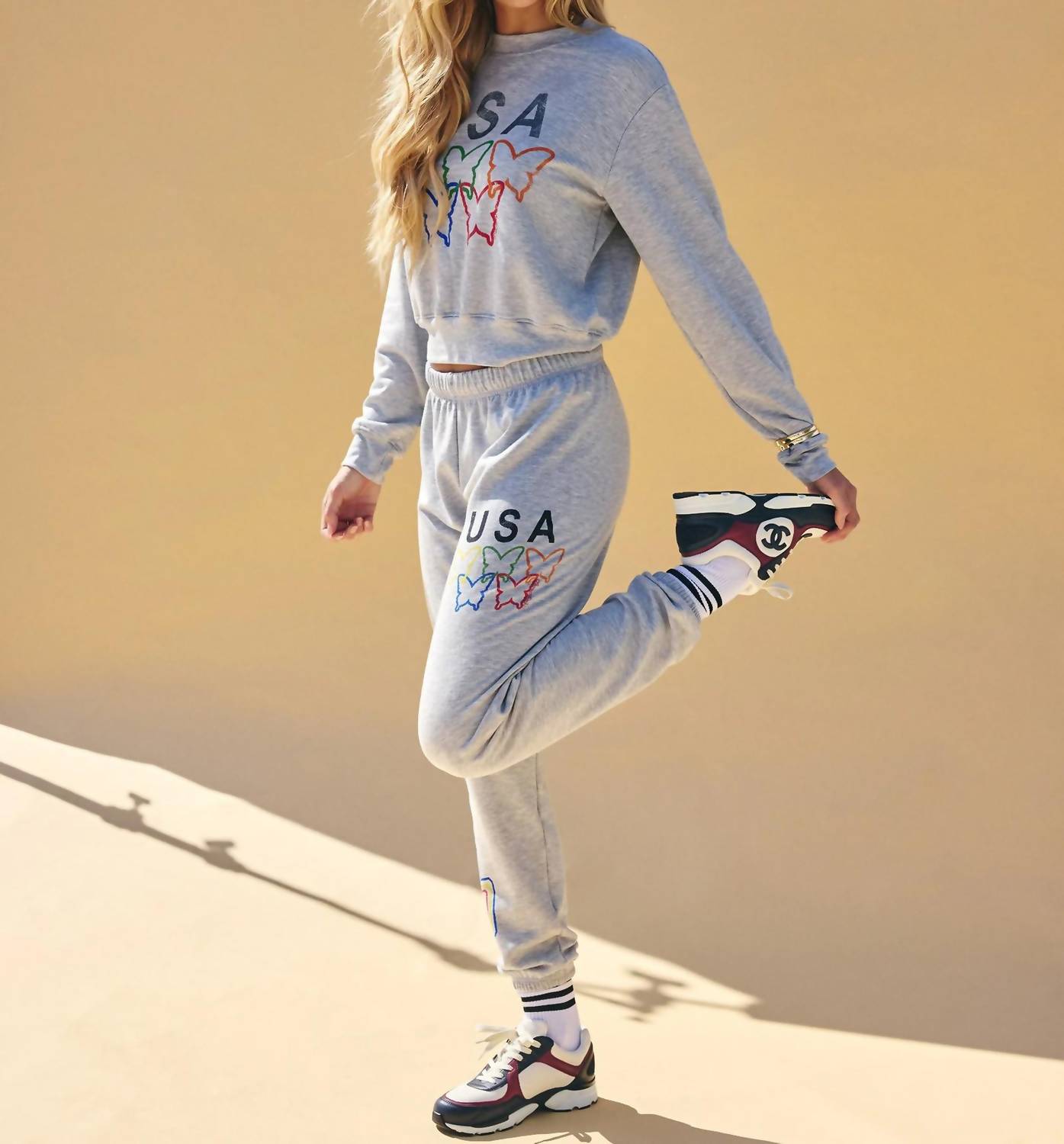 Lauren Moshi - Spalding Usa Butterflies Sweatshirt And Matching Joggers