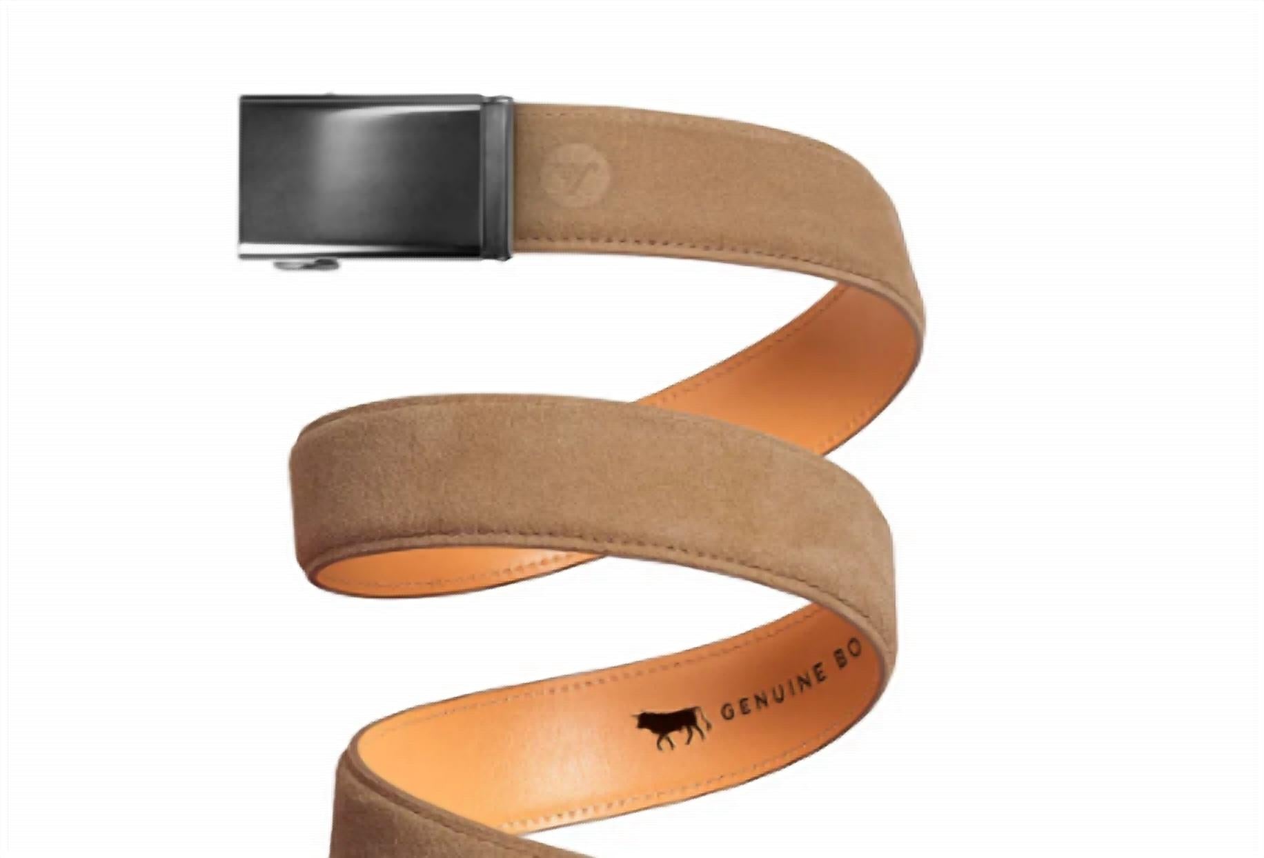 MISSION BELT Men's Suede Belt in honey - men's accessory - detail view