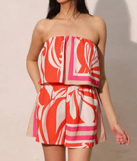 Kld. Signature - Strapless Printed Cascade Romper