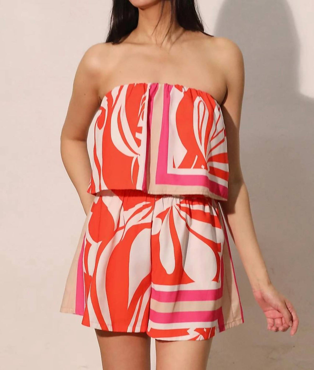 Kld. Signature - Strapless Printed Cascade Romper