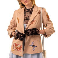 Blue B - Western Embroidery All Over Ruched Sleeve Blazer