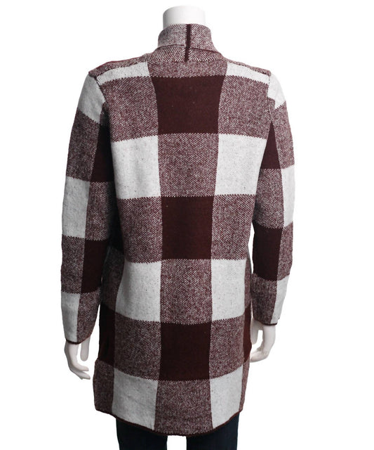 Staccato - Women's Open Front Long Sleeve Plaid Cardigan