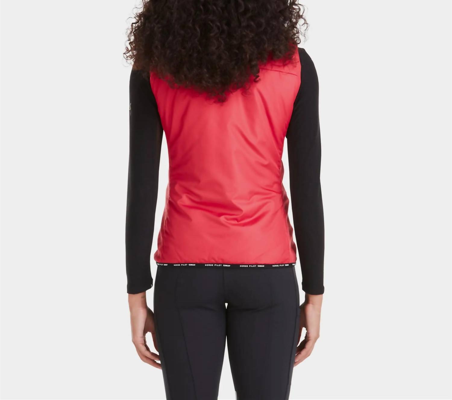 Horse Pilot Quilted Vest in lipstick red - women's jacket - detail view