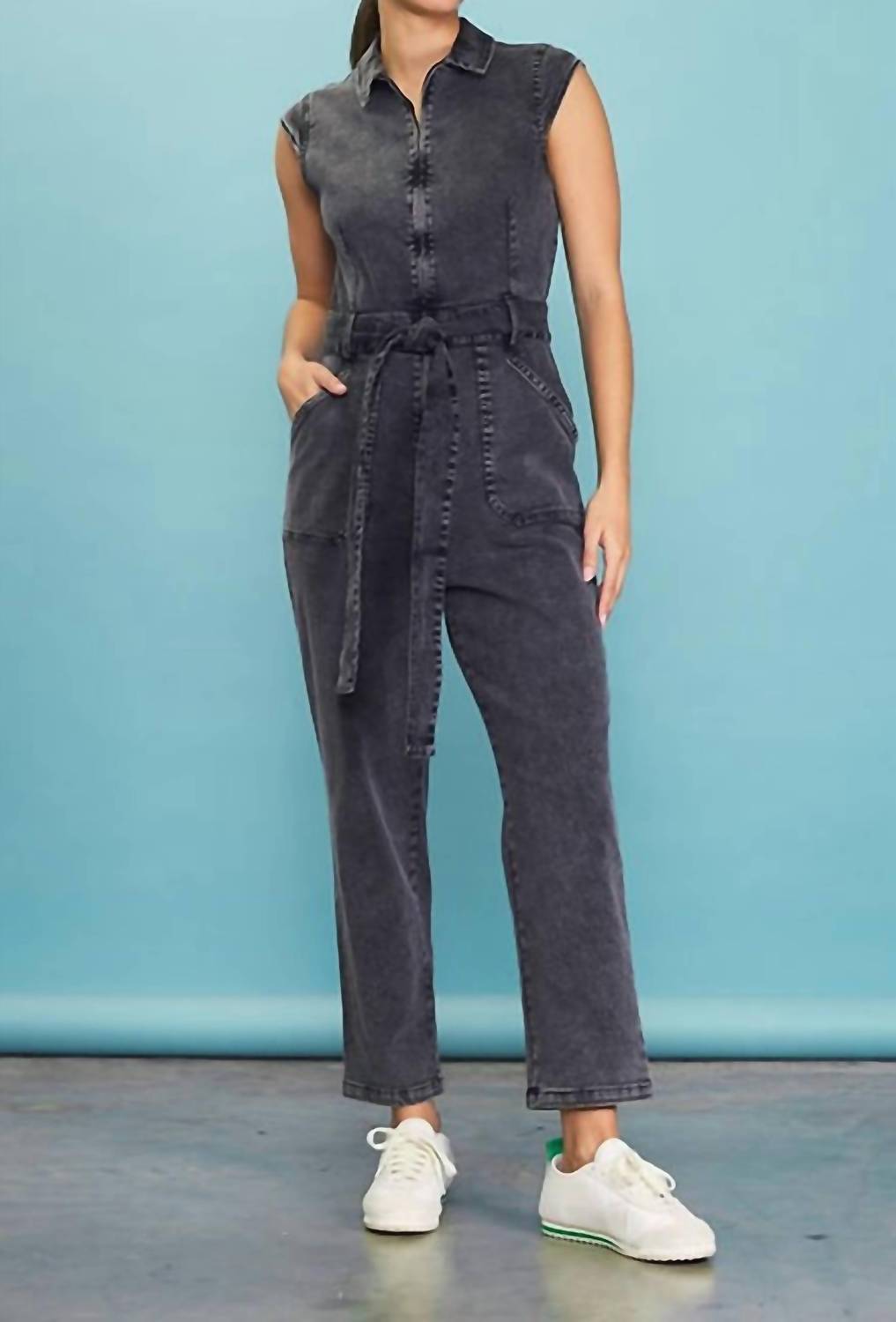 Skies Are Blue - Cap Sleeve Jumpsuit - Plus