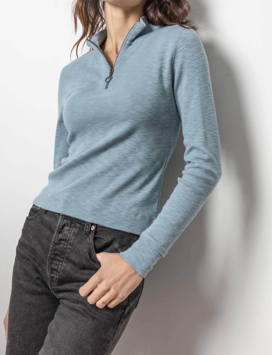 Lilla P - Zip Front Mock Neck Top