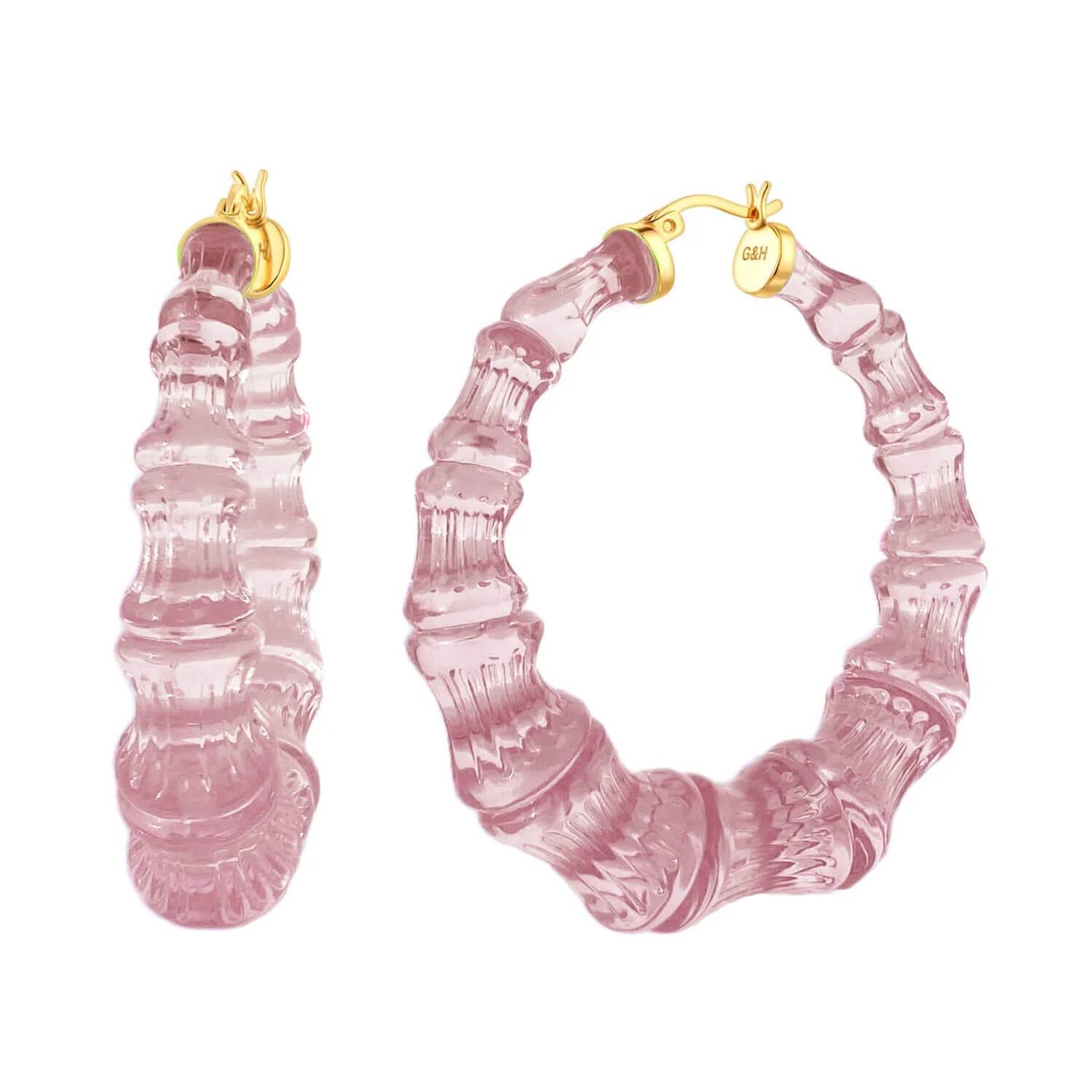 Gold & Honey - Women's Lucite Bamboo Hoop Earrings